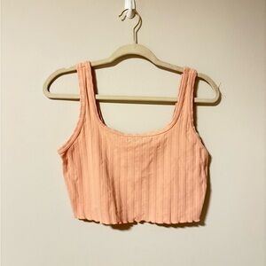 Aerie Peach Ribbed Crop Top Medium